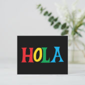 Hola in kleurrijk typografisch ontwerp briefkaart (Staand voorkant)