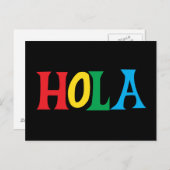 Hola in kleurrijk typografisch ontwerp briefkaart (Voorkant / Achterkant)