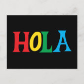 Hola in kleurrijk typografisch ontwerp briefkaart (Voorkant)