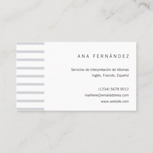 Hola, intérprete traductor profesor idiomas visitekaartje (Achterkant)