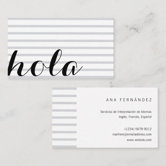 Hola, intérprete traductor profesor idiomas visitekaartje (Voorkant / Achterkant)