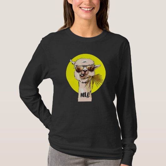 Hola Llama Boerderij Leuke Llama T-shirt (Voorkant)