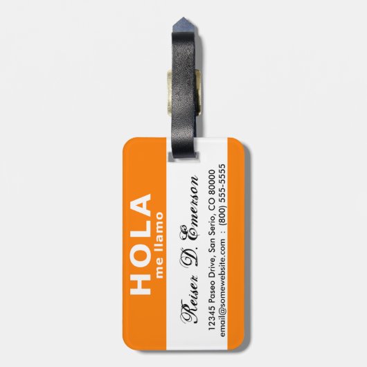 hola me llamo ( oranje ) bagagelabel (Achterkant verticaal)