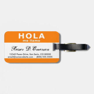 hola me llamo ( oranje ) bagagelabel