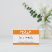hola me llamo ( oranje ) visitekaartje (Staand voorkant)