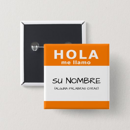 hola me llamo vierkante button 5,1 cm (Voorkant /achterkant)