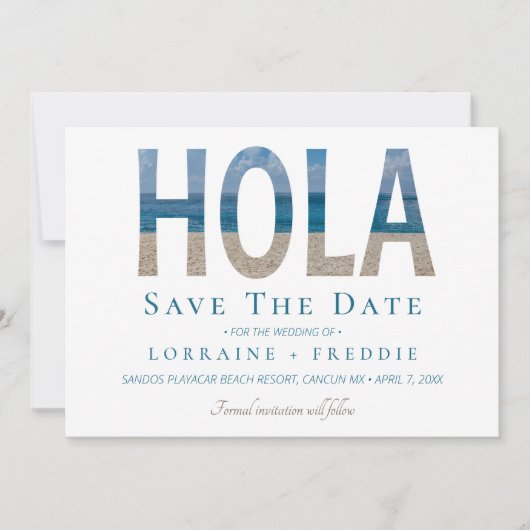 Hola Mexican Beach Wedding Save the Date (Voorkant)