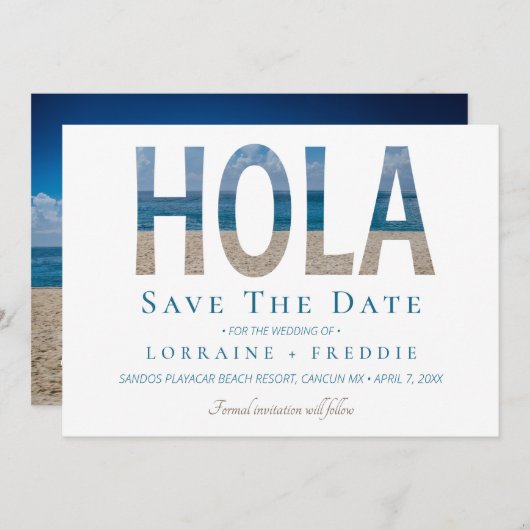 Hola Mexican Beach Wedding Save the Date (Voorkant / Achterkant)