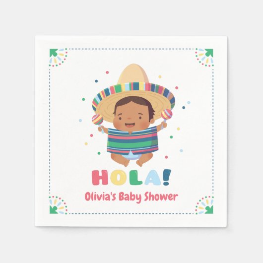Hola Mexican Boy Fiesta Baby shower Benodigdheden Servet (Voorkant)