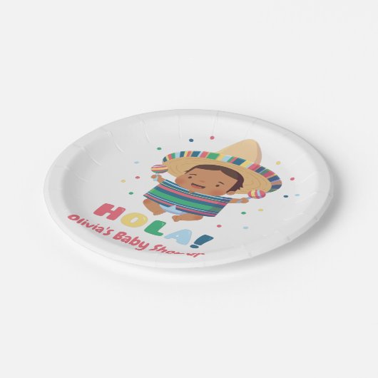 Hola Mexican Fiesta Boy Baby shower Papieren Bordje (Gekanteld)