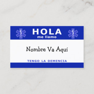 HOLA mijn naam is en ik heb dementie Visitekaartje