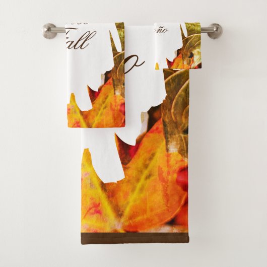 Hola Otoño Botanic Modern Colorful Autumn Leaves Bad Handdoek (Insitu)
