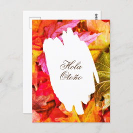 Hola Otoño Hallo Herfst Colorful Red Autumn Leaves Briefkaart