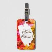 Hola Otoño Unique Autumn Leaves Girly Trendy Chic Bagagelabel (Voorkant (verticaal))