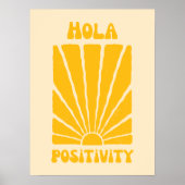 Hola Positivity - Retro Sunshine Motivatie Post Poster (Voorkant)
