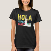 Hola Primer Grado Llama Terug naar de Spaanse Scho T-shirt (Voorkant)