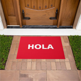 Hola rood wit Spaans Hallo minimalistisch Modern Deurmat