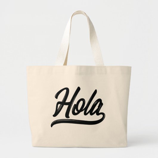 Hola Script (zwart) Grote Tote Bag (Voorkant)