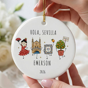 Hola Sevilla Gepersonaliseerde Reisornament Keramisch Ornament