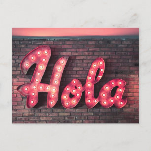 Hola Spaans Hallo Neon Sign Briefkaart
