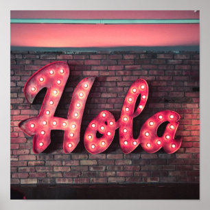Hola Spaans Hallo Neon Sign Poster
