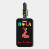 Hola. Spaans thema/senorita/bewerkbare tekst Bagagelabel (Voorkant verticaal)
