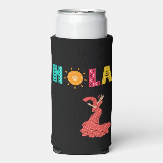 Hola. Spaans thema/senorita/editable naam Seltzer Blikjeskoeler (Seltzer Voorkant)