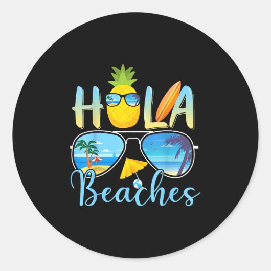 Hola straagt Funny Beach Vacation Summer Ronde Sticker (Voorkant)