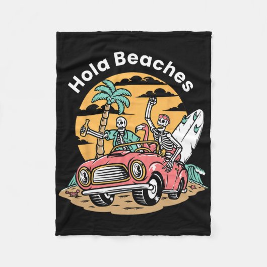 Hola strandt Funny Summer Vacation Skeleton Coffin Fleece Deken (Voorkant)