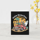 Hola strandt Funny Summer Vacation Skeleton Coffin Kaart (Gele Bloem)