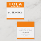 hola su nombre vierkant vierkante visitekaartje (Voorkant / Achterkant)