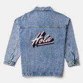 Hola tekstontwerp denim jacket (Achterkant)