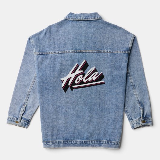 Hola tekstontwerp denim jacket (Achterkant)