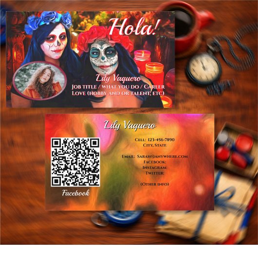 Hola Vallarta Catrinas 1718 QR Code Calling Card Visitekaartje