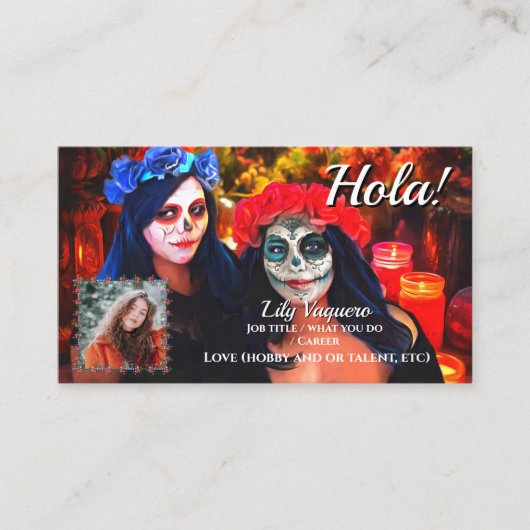 Hola Vallarta Catrinas 1718 Sociale QR-code Visitekaartje (Voorkant)