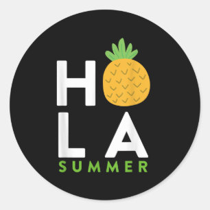 Hola Zomer _ Ananas Lover Stranden Vakantie Fun Ronde Sticker