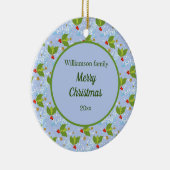 holbessen sterren sneeuwpatroon Merry Kerstry Keramisch Ornament (Rechts)