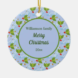 holbessen sterren sneeuwpatroon Merry Kerstry Keramisch Ornament