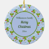 holbessen sterren sneeuwpatroon Merry Kerstry Keramisch Ornament (Achterkant)