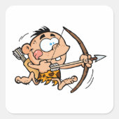 Holbewoner Boogschutter Grappige Prehistorische Bo Vierkante Sticker (Voorkant)