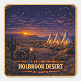 Holbrook Arizona 100 Jaar Wigwam Zonsondergang Glo Vierkante Sticker