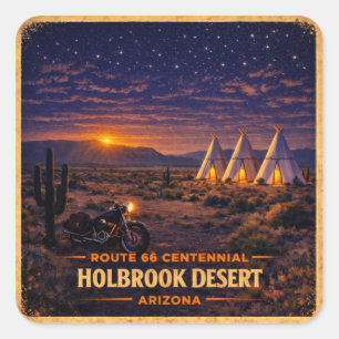 Holbrook Arizona 100 Jaar Wigwam Zonsondergang Glo Vierkante Sticker