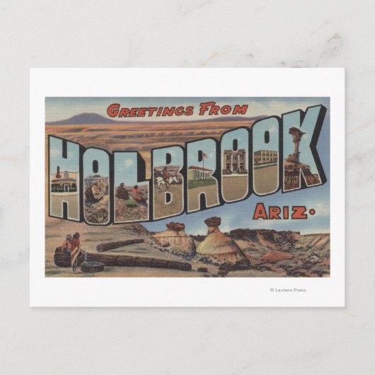 Holbrook, Arizona - Grote letterscènes Briefkaart (Voorkant)