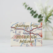 Holbrook AZ  Map Briefkaart (Staand voorkant)