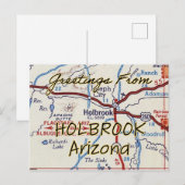 Holbrook AZ  Map Briefkaart (Voorkant / Achterkant)