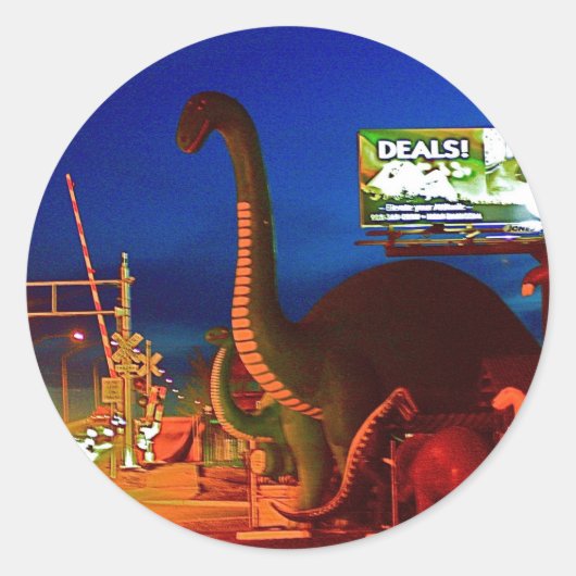 Holbrook Dinosaurs-Rte 66 Ronde Sticker (Voorkant)