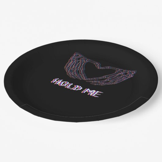 Hold Me Classic - Skeleton Hand Heart Papieren Bordje (Gekanteld)