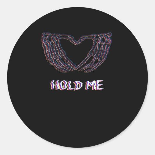 Hold Me Classic - Skeleton Hand Heart Ronde Sticker (Voorkant)