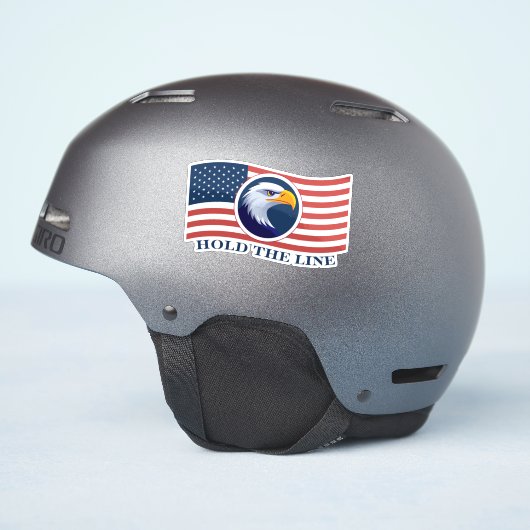 Hold The Line, Amerikaanse vlag en adelaar Sticker (Helm Zijkant)