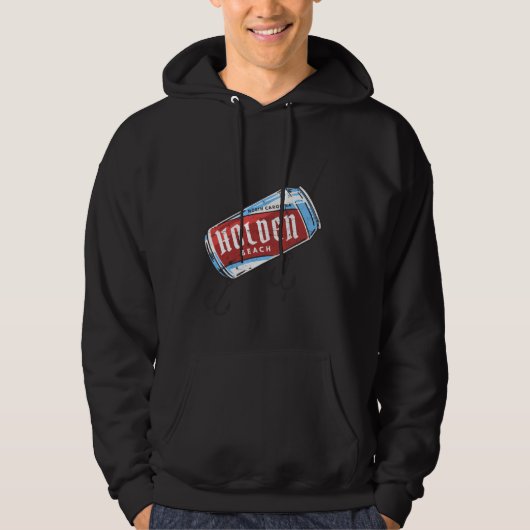 Holden Beach NC Summertime Pier Fishing Beer Can L Hoodie (Voorkant)